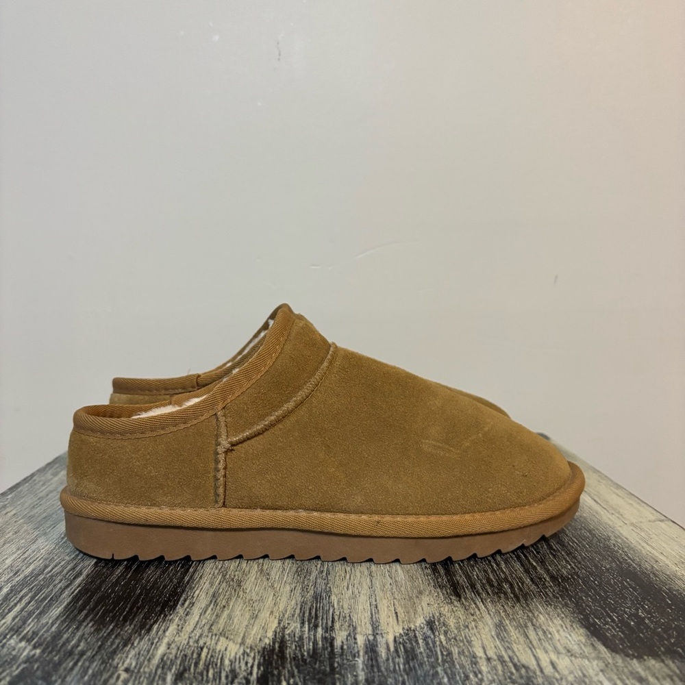 Cold Weather Outdoor Suede Cozy Furry Slip-On Mule | Womens Size 8